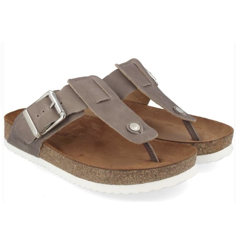 Haflinger Unisex Size 41 W10M8 Cora Leather Thong Sandals Perlgrau Country